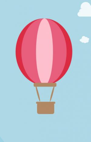 纯CSS卡通红色热气球空中飞行场景动画