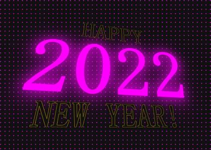 带LED灯光效果2022新年文字旋转动画