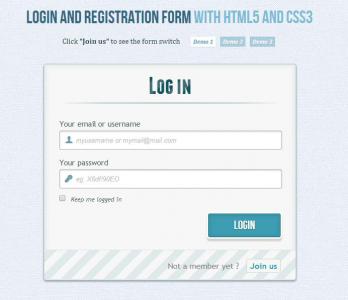 大气简洁HTML5和CSS3的登录和注册表格