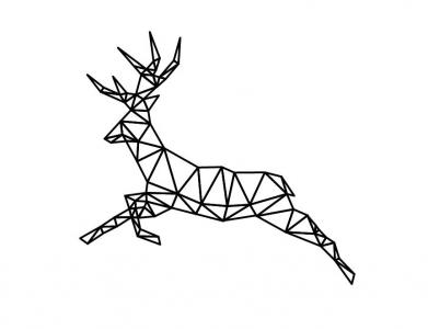 由三角形图形构成的素描鹿奔跑效果