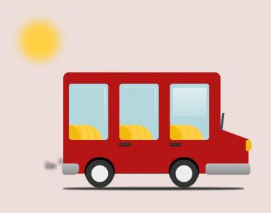 CSS3设计卡通红色校车行驶动画场景