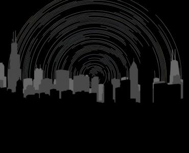 canvas夜间城市素描图像动画效果