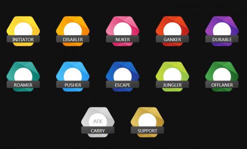 12种色彩的CSS3六角形徽章图标