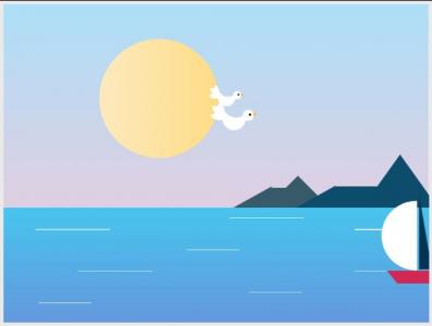 CSS3绘制超美丽的海洋风光卡通图像