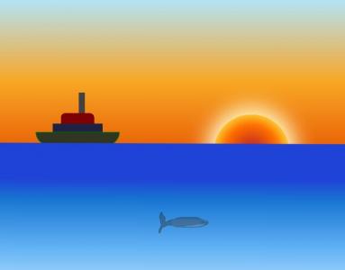 CSS3绘制卡通海洋图像鲨鱼和太阳