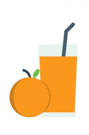 一个橙子和一杯橙汁