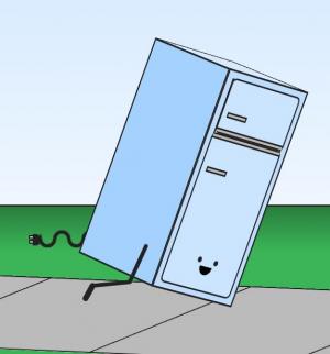卡通冰箱小人疯狂奔跑动画场景