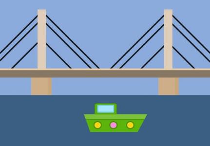 CSS3绘制卡通桥下船只图像效果