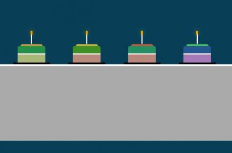 一排彩色蛋糕从右至左滑动展示