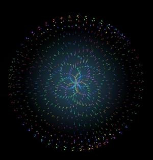 超酷炫的3D彩色粒子球体内部动画
