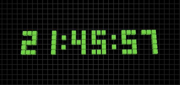 JS设计带悬浮效果的块状数字时钟
