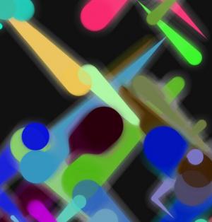 canvas彩色艺术粒子动态图像代码
