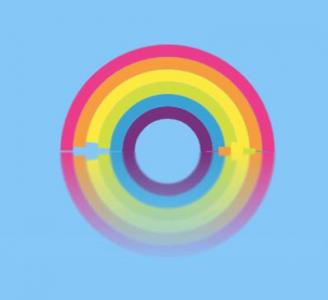 水平线切割移动的CSS3半圆彩虹图像