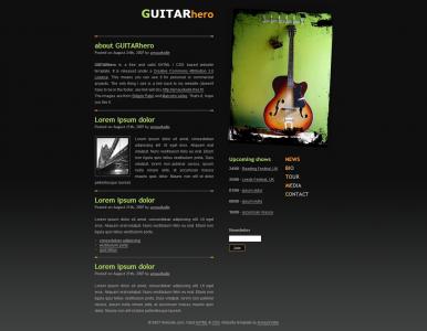 暗黑色吉他展示个人网站模板