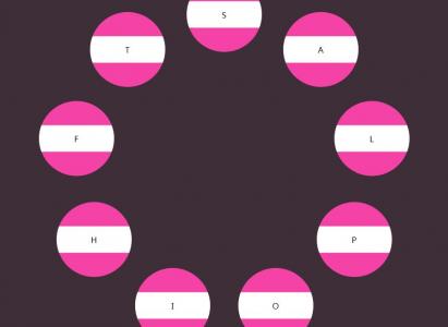 粉红色动画圆圈点击中部展示代码