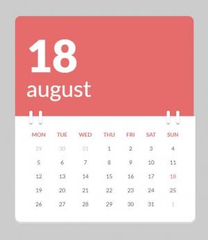 纯HTML CSS制作粉红色大气日历