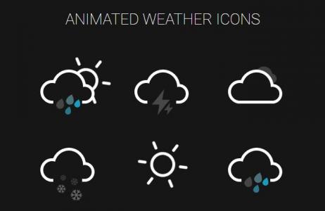 一组含晴天阴天的动画天气图标