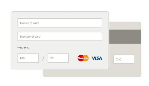 正反面叠加展示的CSS支付卡