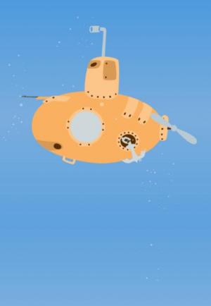 军事潜艇海底缓慢行驶动画场景