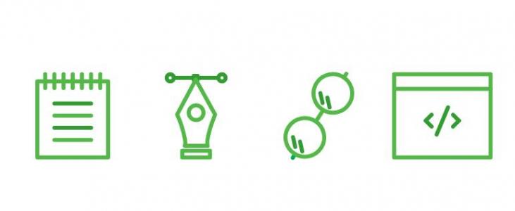4种绿色的简笔画SVG图标动画