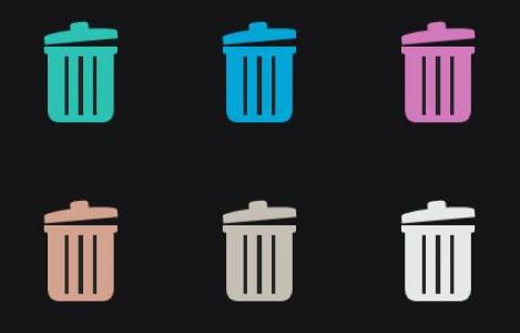 一組不同顏色的CSS垃圾桶圖標