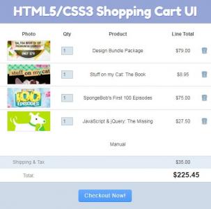 HTML5/CSS3购物车布局列表页面
