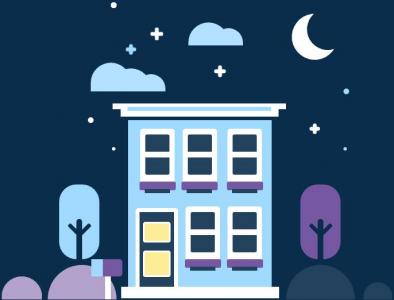 CSS3简单绘制夜间卡通建筑画像