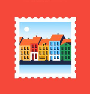 D3设计哥本哈根邮票悬停展开效果