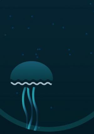 唯美设计SVG水母深海游行动画场景