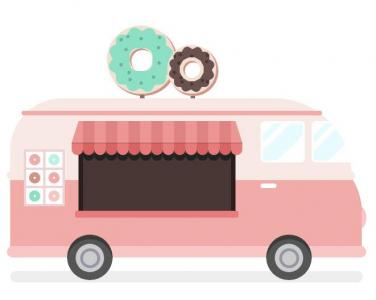 设计超温暖的粉色甜甜圈卡车图像