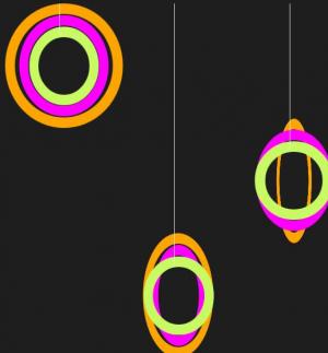 三个彩色吊坠光环3D动画旋转
