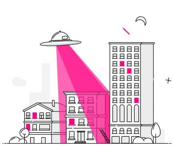 简单素描外星人入侵城市SVG动画