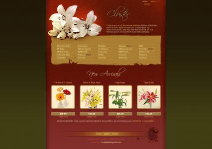 红色风格花卉展示企业网站模板