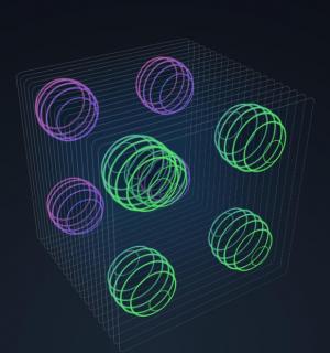 透明3D立方体内各种圆形波纹动画特效