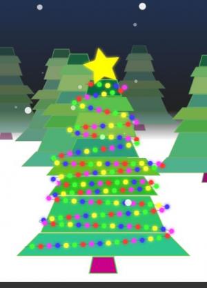 SVG冬季松树鼠标经过树上彩灯点亮效果