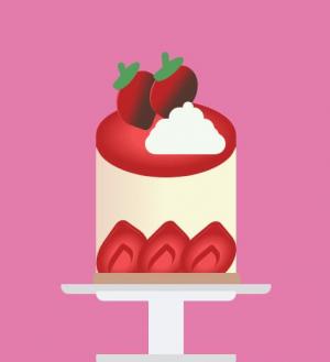 纯CSS草莓芝士蛋糕卡通图像制作