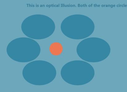 CSS两个橙色大小相同的圆圈错觉效果