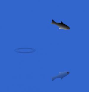 带有SVG鱼跳跃产生波纹动画特效场景