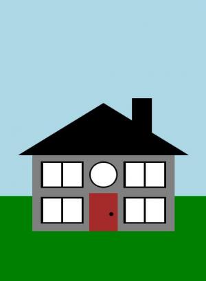 纯CSS代码简单绘制草坪上卡通房子图像