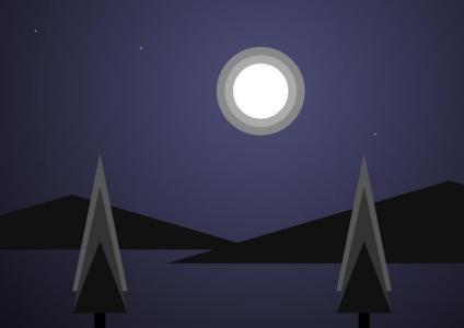 仅CSS设计月亮和夜空卡通景观图像