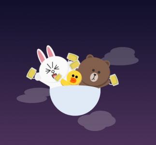 卡通设计可爱小熊和兔子乘坐飞船图像